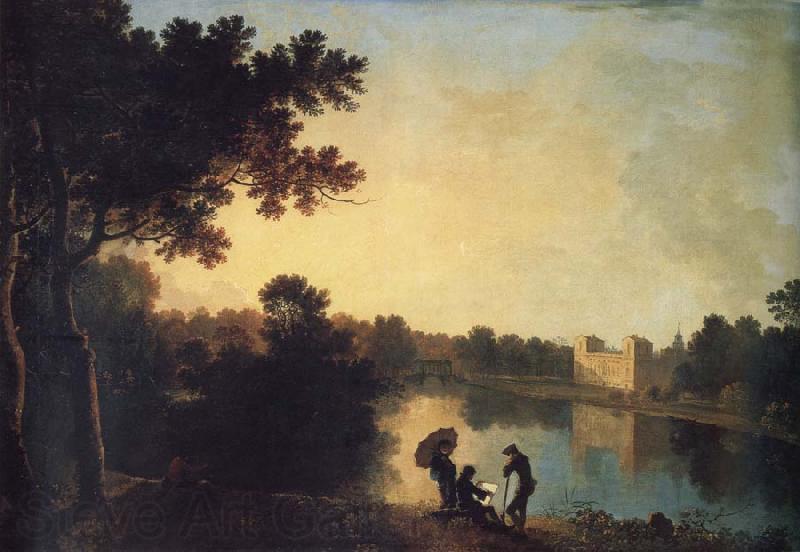 Richard  Wilson View from the South-east with the house and bridge beyond the lake and basin Norge oil painting art